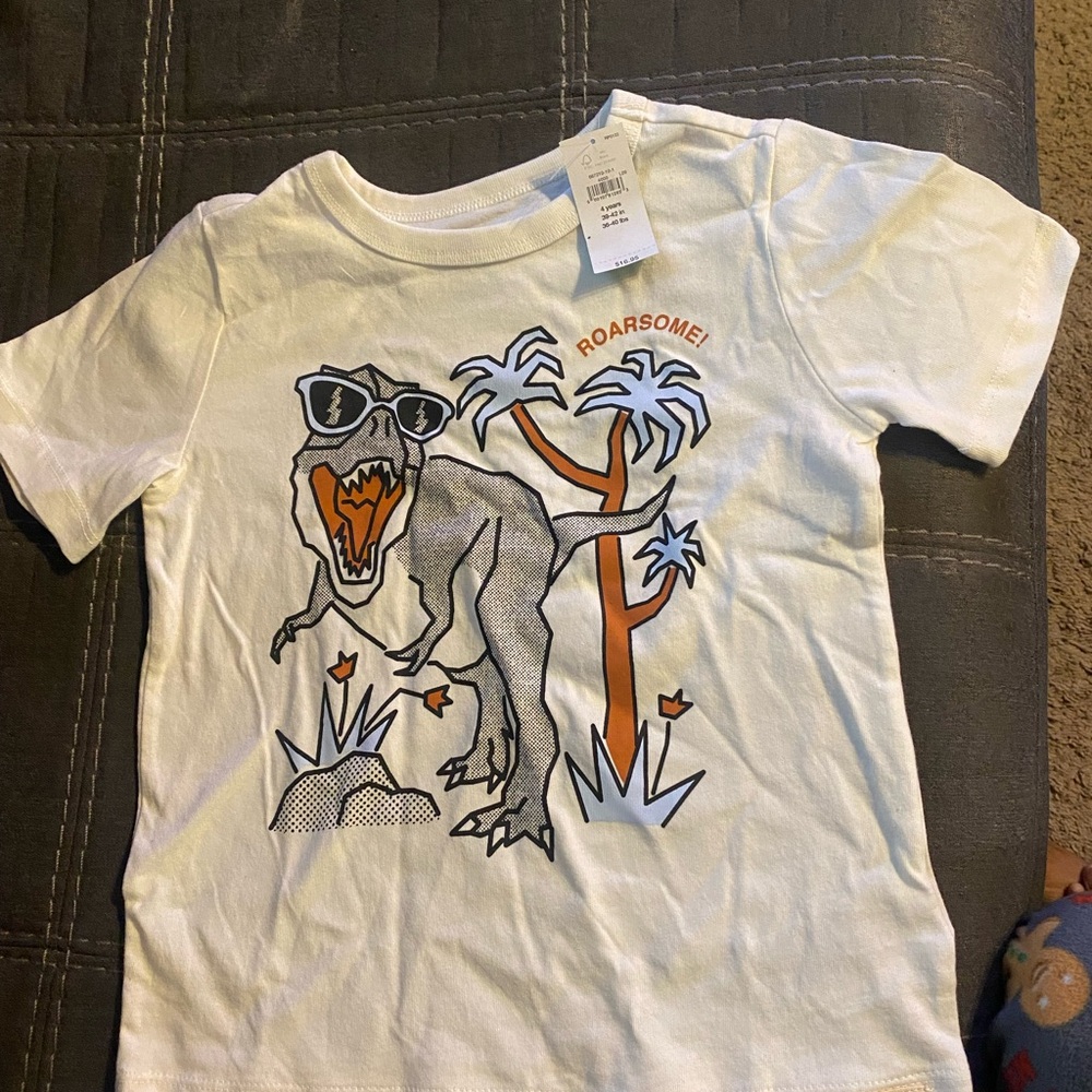 White Dinosaur Graphic Kids T-Shirt